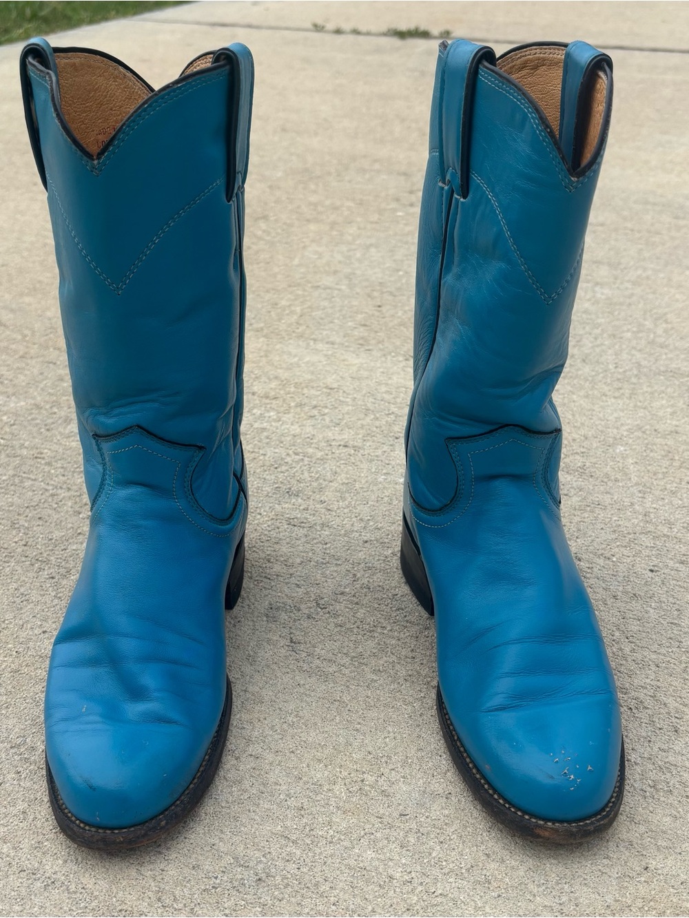 Justin Boots Turquoise Leather Western Boots